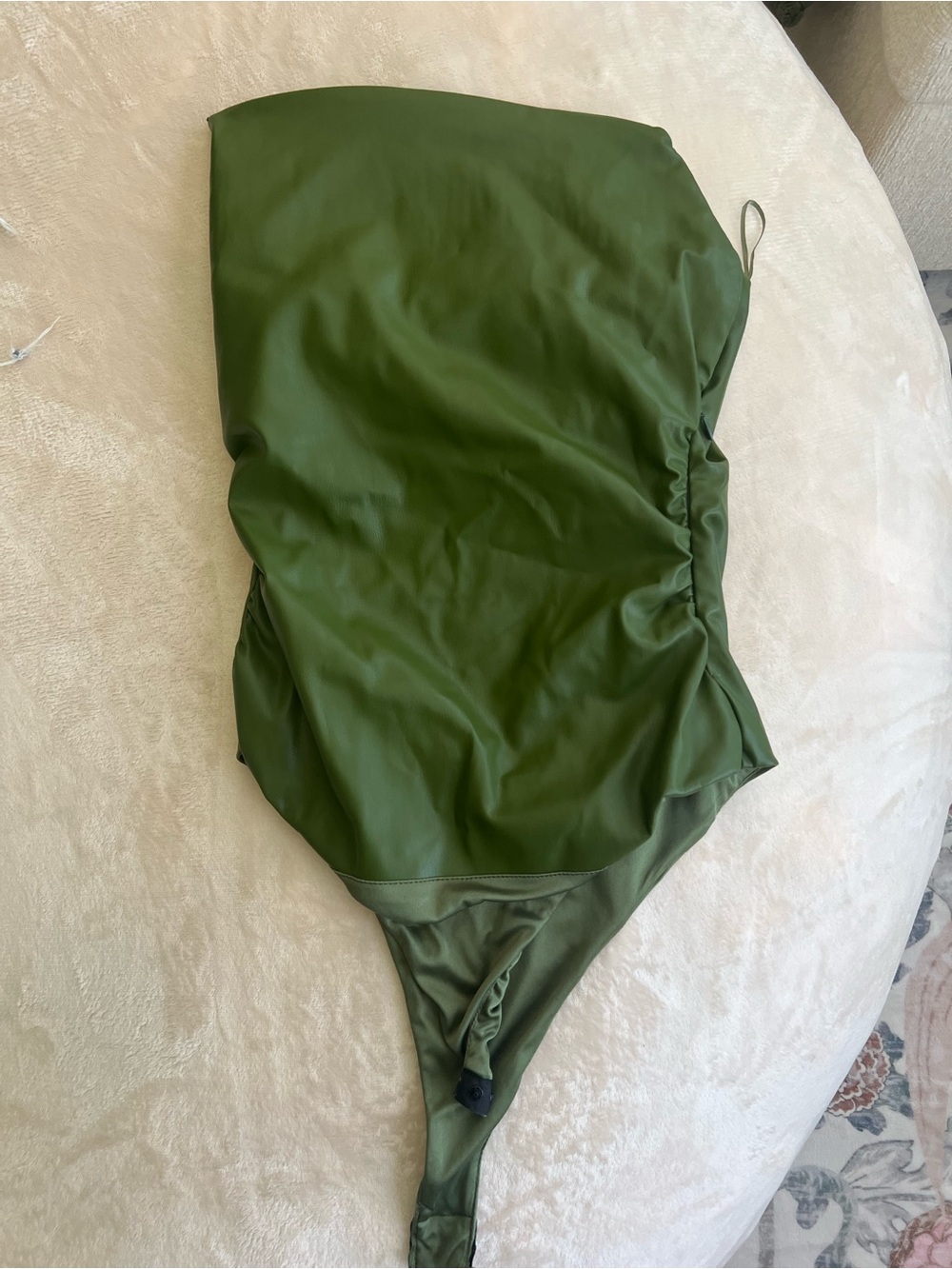 Zara Olive Green Strapless Ruched Bodysuit